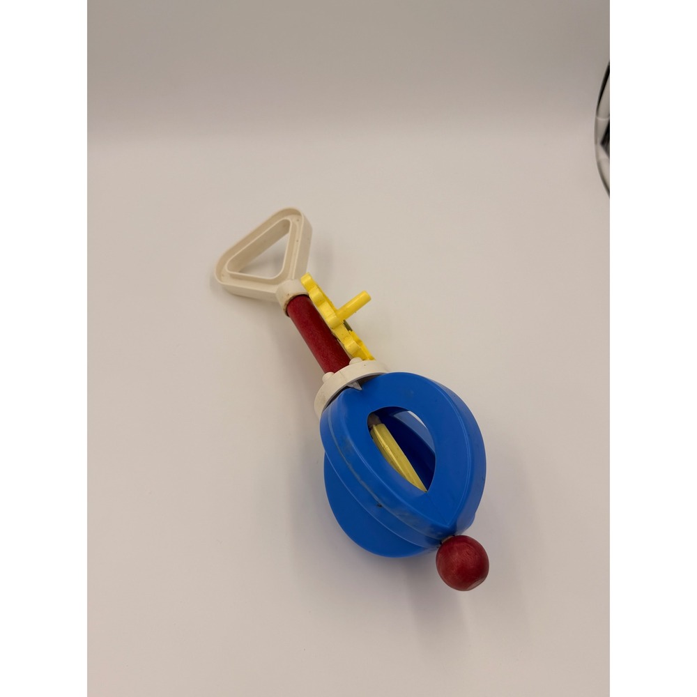 Vintage Gerber Baby Toy Rattle Spinning Gear Blue Yellow Red Primary Colors - Picture 3 of 4